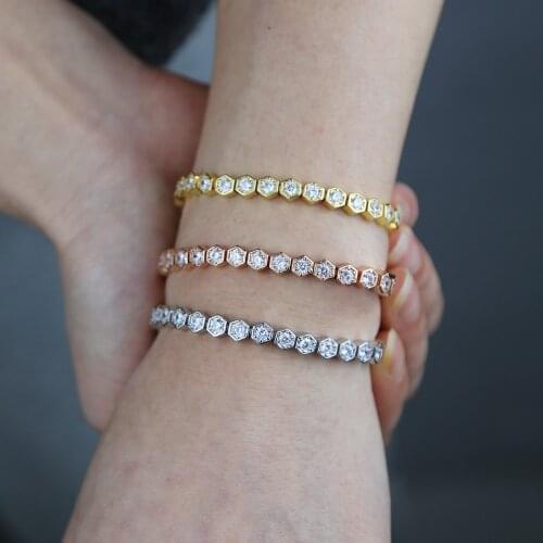 New Shiny Cz Fashion Bracelet wholesale Square Cz Tennis Chain Gorgeous Trendy Baguette Cubic Zirconia Bracelet for hip hop
