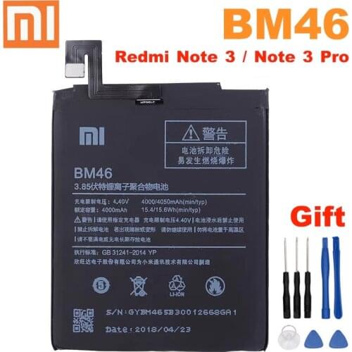 New Original BM46 High Capacity 4000mah Mobile Phone BM46 Battery For Xiaomi Redmi Note 3 note3 Pro/Prime Battery+Free Tools