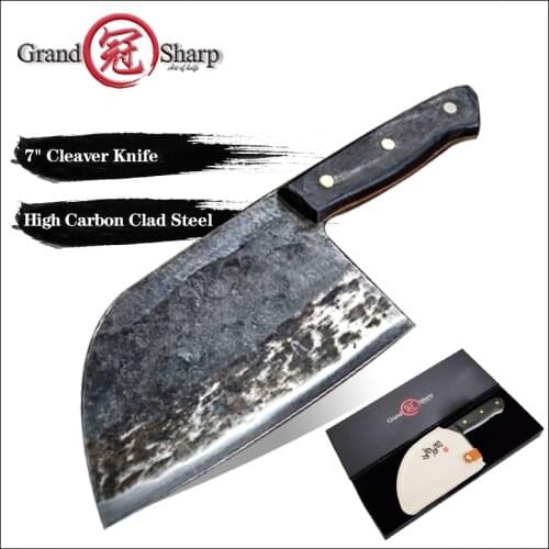 Grandsharp Handmade Chef Knife Forged High-carbon Clad Steel Kitchen Knives Cleaver Filleting Slicing Butcher Knife Gift Box