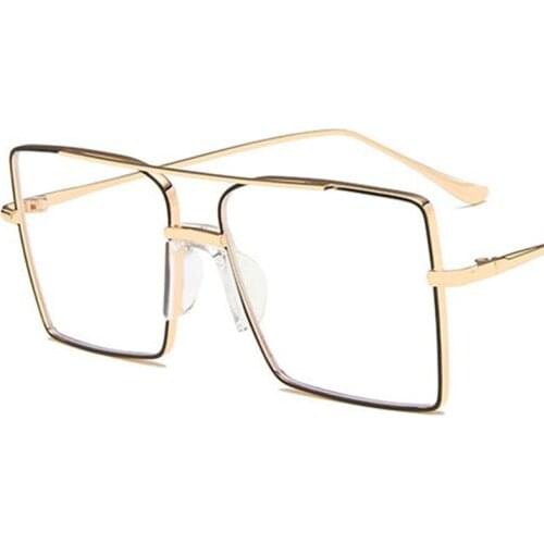 NEW Anti-Blue Eyeglasses Women & Men Optical Eyewear Unisex Alloy Suqaer Frame Spectacles Personality Double Beam Eyewear