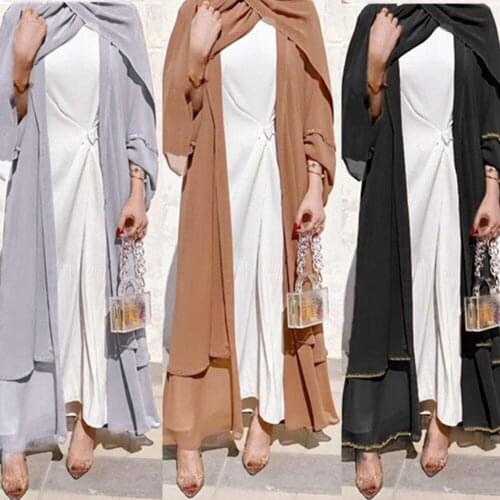 Open Abaya Kimono Dubai Turkey Kaftan Muslim Cardigan Abayas Dresses For Women Robe Arabe Femme Caftan Marocain Islamic Clothing