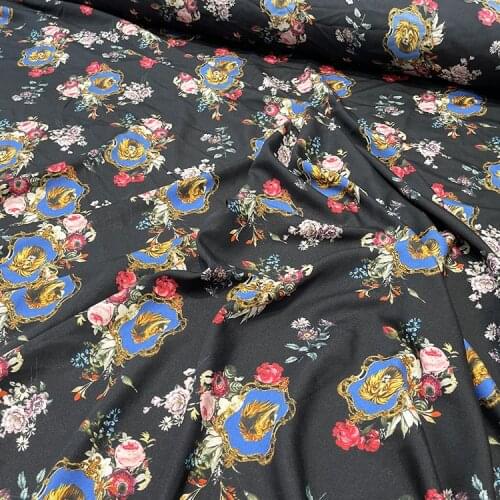 New Spring and Summer V Brand Lion Print Dress Shirt Fashion Fabric Cloth Handmade DIY Design Sewing Material By The Yard