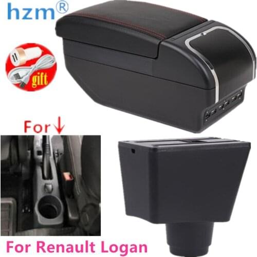 For Renault Logan central Store content Storage box Double layer armrest box with Ashtray Cup holder accessories Russian version