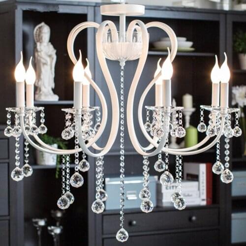 Modern crystal chandelier 6 heads E14 lampholders white color crystal chandeliers fashion Living Room k9 crystal lamp
