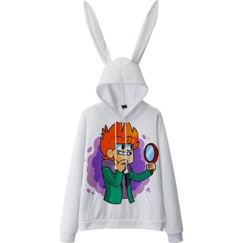 WAMNI Eddsworld Bunny Ears Hoodie Cosplay Bunny Ear Pullover New Fashion Sweatshirts Women Girls Bunny Ear Tops Hip Hop Hoodies