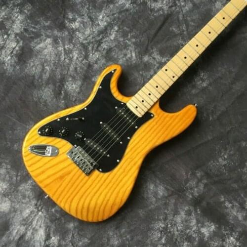 Top Craft Free Shipping Electric Guitar SSS Pickup 6 String ST Left Hand Style Custom Yellow Guitar Good Quality