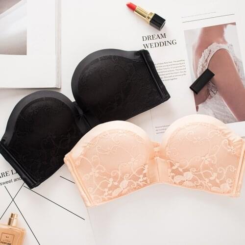 Womens Invisible Bra Sexy Lace Push Up Strapless Female Bralette Lingerie No Rims Underwear