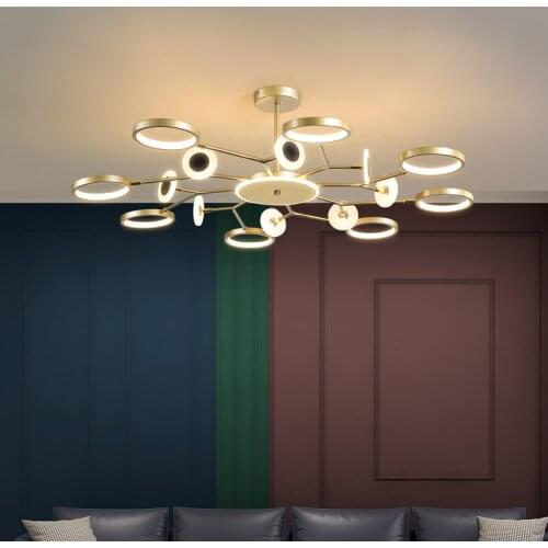 Gold/Black Rings Living Room Kitchen Offfice Restaurant Apartment Villa LED Ceiling Lights Indoor Home Lighting Lamps Fixtures