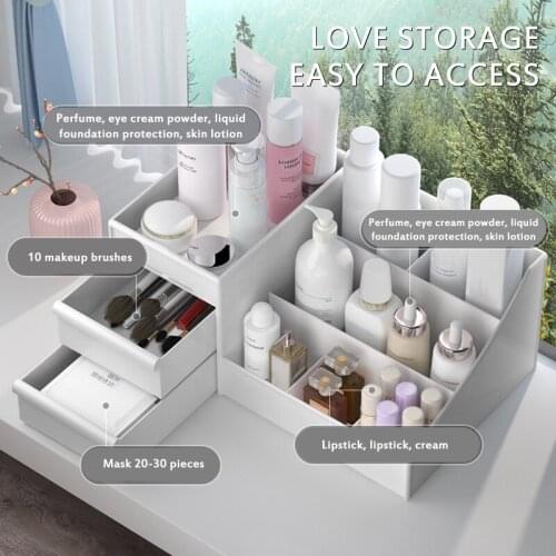 1 Pcs Makeup Organizer Desktop Cosmetics Storage Box Jewelry Makeup Tools Stationery Plastic Drawer Home Storage Eco-Friendly