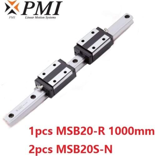 1pcs Taiwan PMI MSB20-R 1000mm linear guide rail and 2pcs MSB20S-N Block Carriages for CO2 laser machine CNC router MSB20SSSFCN
