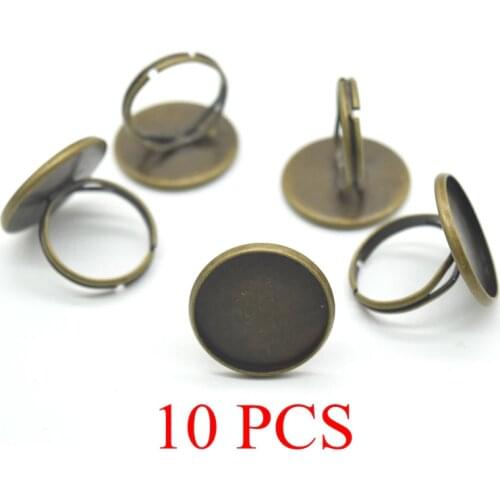 10 PCS 20mm Glass Cabochon Jewelry DIY Ring Settings Blank Base Fit Settings Valentines Day Handcraft Rings Gift