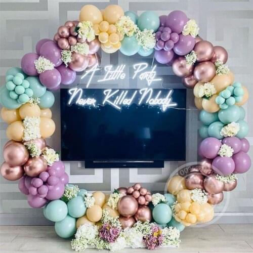 137pcs Macaron Purple Blue Balloon Garland Arch Kit Chrome Rose Gold Balloon For Wedding Baby Shower Birthday Party Decorations