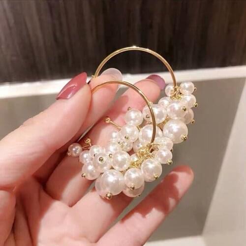 2021 New Arrival Simulated-pearl Classic Women Dangle Earrings Creative New Style Exaggerated Fashion Female Tide Korean Jewelry