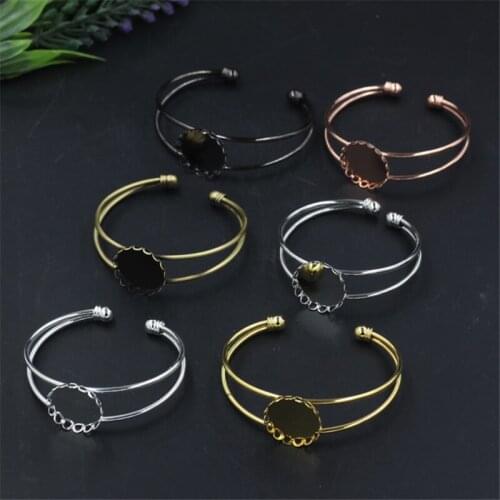 5 Pieces 25mm Round Cabochon Settings 6 Colors Diy Bangle Blanks
