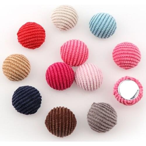 50pcs 15mm Corduroy Fabric Covered Round Button Flatback Cabochon Decoration Buttons Handmade Scrapbooking DIY Accessories