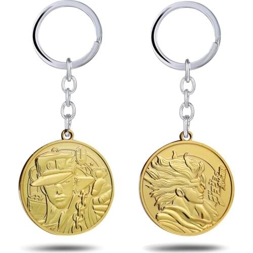 JoJos Bizarre Adventure Key Chain Kujo Jotaro StarPlatinum Pendant Necklace Choker Keychain Keyrings Gift Jewelry for Mens