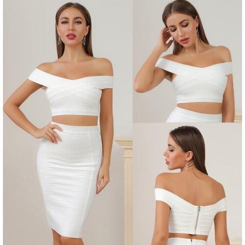 AI RUI SHI STORE 2020 New dress European and American new one line neck sexy low chest and hip Mini Dress