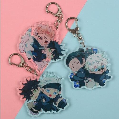 Jujutsu Kaisen Yuji Itadori Keychain Fushiguro Megumi Cosplay Two-sided Acrylic Keyring Anime Jewelry Fans Gift