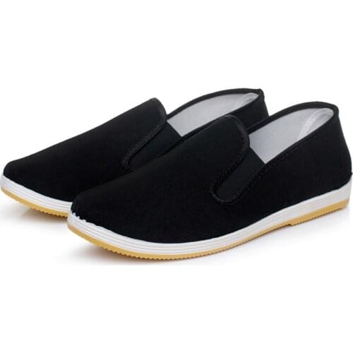 Bruce Lee Style Chinese Kung Fu Rubber Cotton Men Shoes Handmade Tai Chi Slippers Leisure Flats Walking Shoes Mens Cosplay Shoes