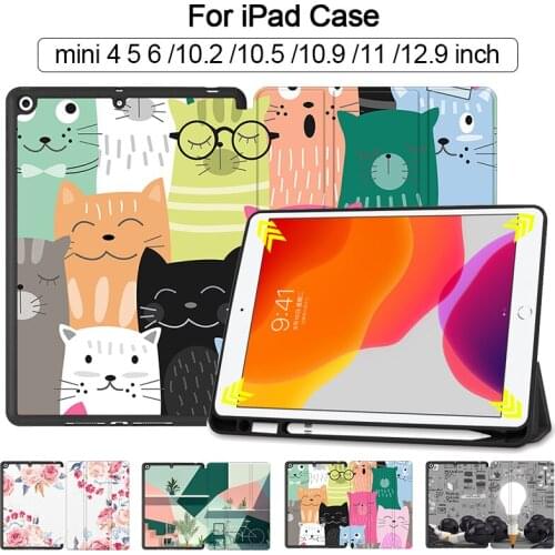 MTT Case For iPad 10.2 inch 7th 8th Generation With Pencil Holder Soft TPU+PU Leather Fold Flip Smart funda Tablet Case a2198