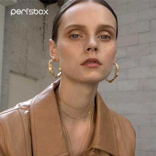 CHUANGU Gold Color Abstract Irregular Hoop Earrings For Women Artsy Geometric Earrings Statement Personality Earring Wholesale