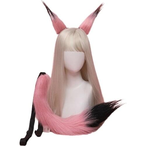 Long Fur Headbands Furry Animal Ears Headwear Tail Set Kawaii Hair Hoop for Halloween Cosplay Headpiece Party Supplies