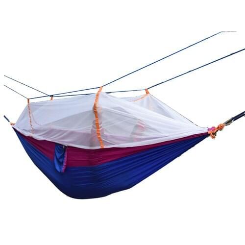 260*140cm Double hammock with mosquito net Outdoor camping survival garden hunting Leisure Parachute cloth swing hammock