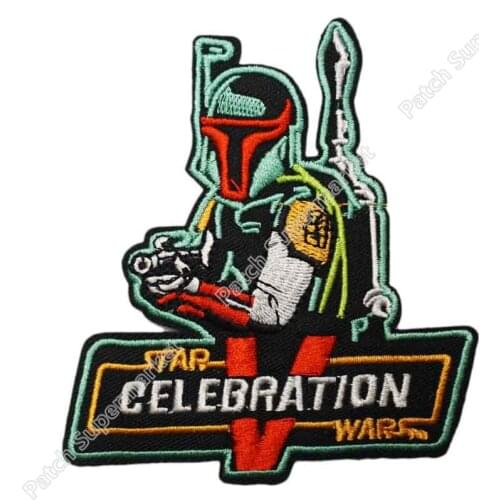 4" Celebration V Exclusive BOBA FETT TV Movie Embroidered IRON ON and SEW ON Cool Biker Vest Patch Military Badge