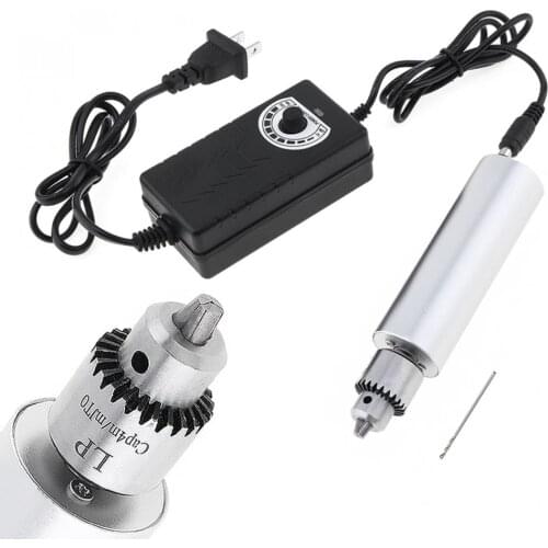 DC 3V-24V Electric Mini Hand Drill 385 Motor Rotary Tool with JTO Chuck and Adjustable Power Adapter for Plastic Wood Hole Tools
