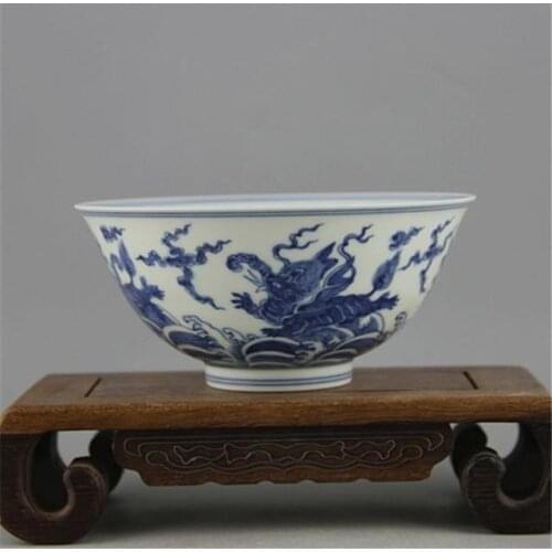 Antique MingDynasty porcelain bowl,Blue& white walrus pattern bowl,Hand-painted crafts,Decoration,collection &Adornment