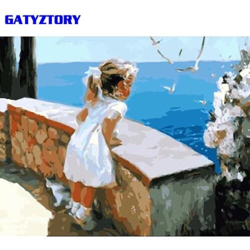 GATYZTORY Little Girl DIY Painting By Numbers Figure Painting Wall Art Picture Paint By Numbers Canvas Painting For Home Decor