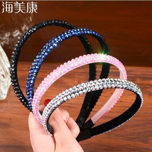 Haimeikang Hairbands Non-slip Colorful Rhinestone Hair Hoop Headband for Women Sparkly Padded Hair Band Bezel Hair Accessories