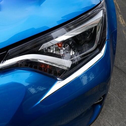 For Toyota RAV4 RAV 4 2016 2017 Chrome Head Light Lamp Headlight Eyebrow Molding Trim Strip Exterior Accessories Car Styling