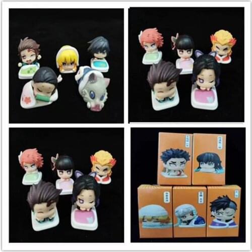 Demon Slayer Figure Cartoon Anime Kamado Tanjirou Kamado Nezuko Model Doll Gift For Children 5pcs/set Toys