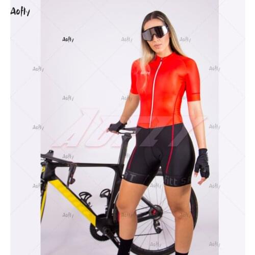 2020Kafitt Couples Red Triathlon Suit Cycling Clothing Skinsuit Sets Jumpsuit Kits Macaquinho Ciclismo Feminino Maillot Gel Pad