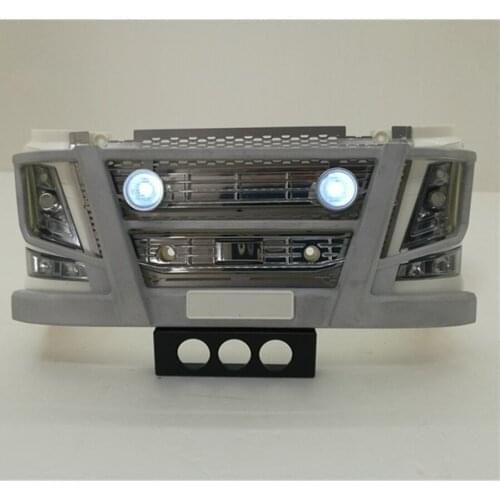 RC Truck Metal Front BUMPER With Spotlight For Tamiya 1/14 RC 6X4 Tractor Trailer VOLVO FH16 56360 Remote Control Toys