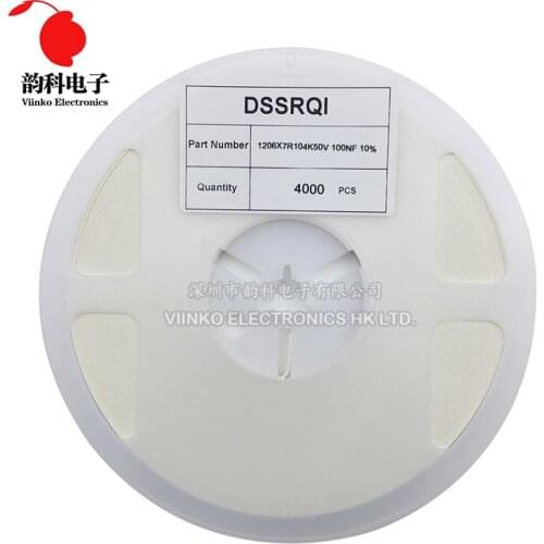 1 reel 1206 SMD Chip Multilayer Ceramic Capacitor 0.5pF - 100uF 10pF 100pF 1nF 10nF 15nF 100nF 0.1uF 1uF 2.2uF 4.7uF 10uF 47uF