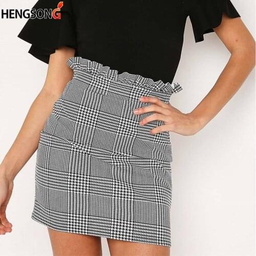 Fashion Plaid A-line Skirt Ruffles High Waist Skirt Women Mini Skirts Female New Summer Autumn Sexy Skirt Women Bottoms