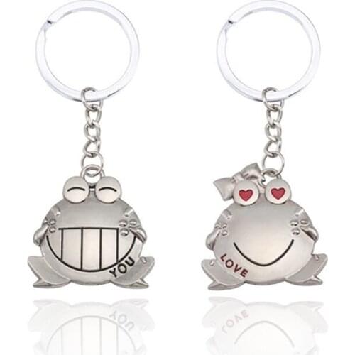 Fashion Animal Frogs Lovers Keychain Love Your Heart Big Mouth Love You Frog Key Chain Ring For Couple Gift Boyfriend
