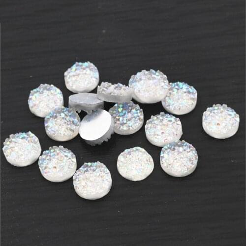 Fashion 40pcs 8mm 10mm 12mm Transparent AB Colors Natural ore Style Flat back Resin Cabochons For Bracelet Earrings accessories