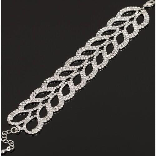 Fashion Shiny Rhinestone Crystal Bracelet Hand-painted Bridal Model Banquet Accessories Jewelry. 180918 - 1