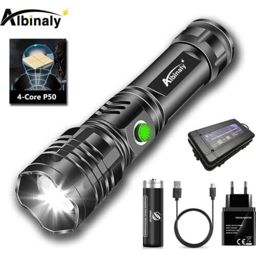 Powerful XHP50 LED Flashlight USB Rechargeable 18650 Led Torch 5 Modes Zoom Camping Lantern Portable Waterproof Bicycle Light