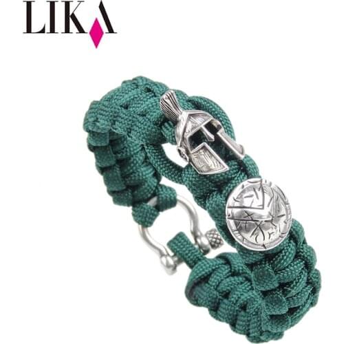 LIKA Men Bracelets Umbrella Rope Sparta Helmet Shape Copper Nylon Rope Handmade Trendy Cuff Bangles & Bracelets For Men Jewelry