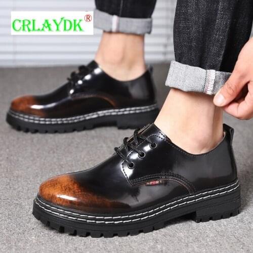 CRLAYDK Gradient Mens Leather Hand Stitching Shoes Luxury Comfort Casual Male Fashion Male Walking Work Office Business Boat