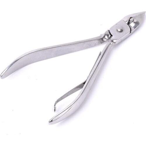 10pcs/lot Full Stainless steel Cuticle Scissor Thick Finger Oblique Clippers Inlay Nail Barbed Skin Nail Clippers