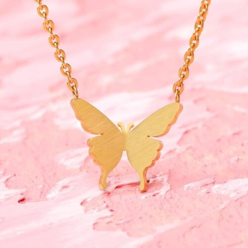 Charm Insect Butterfly Necklaces For Women Stainless Steel Choker Chain Necklace Bff Jewelry Valentine Day Gifts Bijoux Femme