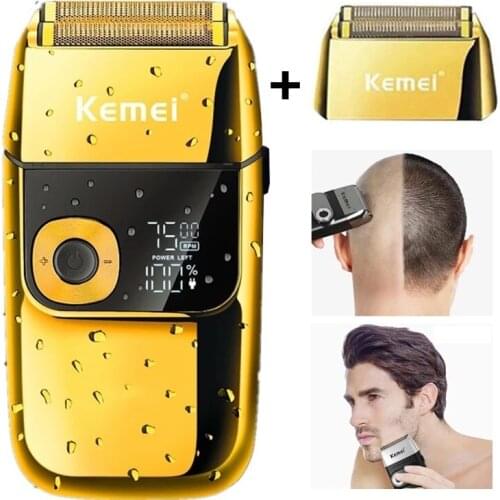 Original metal housing barber pro beard hair electric shaver for men rechargeable electric razor bald head shaving machine set