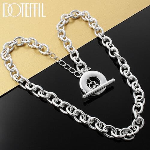 DOTEFFIL 925 Sterling Silver 18 Inches 8mm TO Chain Many Circles Necklace For Women Man Fashion Wedding Party Charm Jewelry