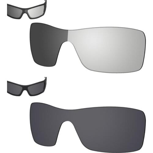 SmartVLT 2 Pieces Polarized Sunglasses Replacement Lenses for Oakley Batwolf-Grey Transition Photochromic and Solid Black