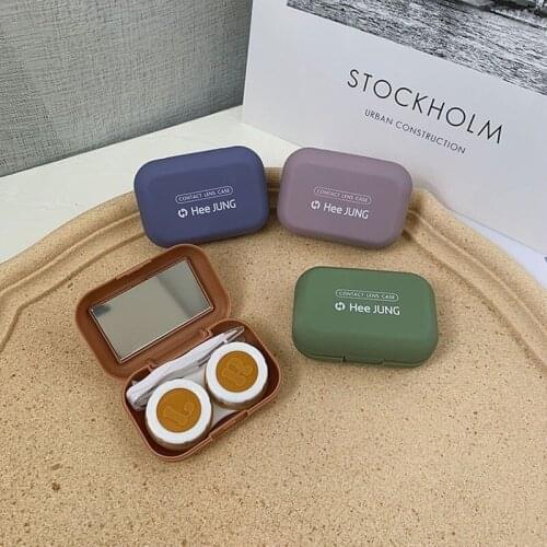 Simple Frosted Myopic Contact Lens Case Portable Ins Small Personality Lovely Girl Companion Double Pupil Case